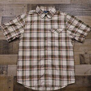 Kavu plaid shirt men's‎ medium button down white green gray